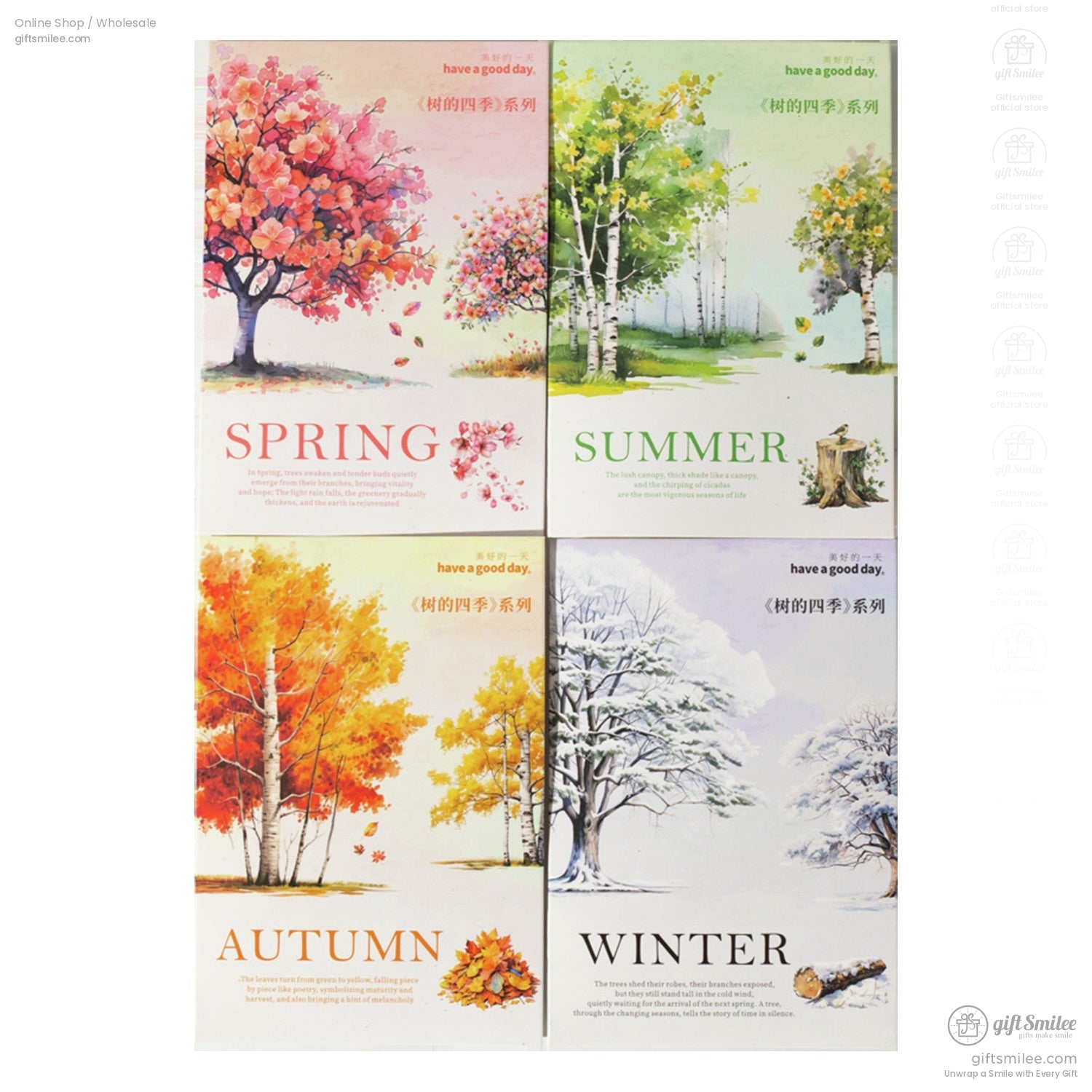 Complete set of four seasons nature-themed stickers for planners and crafts