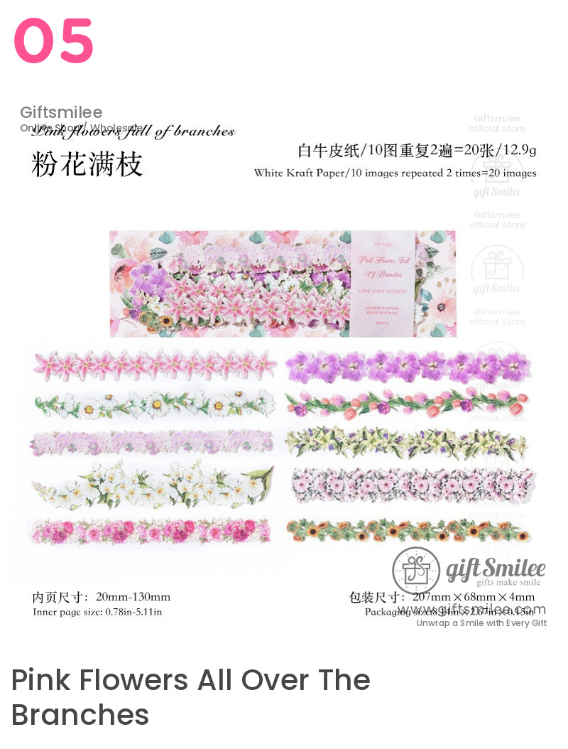 Wildflowers Strip Stickers Scenery Long Hard-Card Strip Stickers | KS-SA-4111