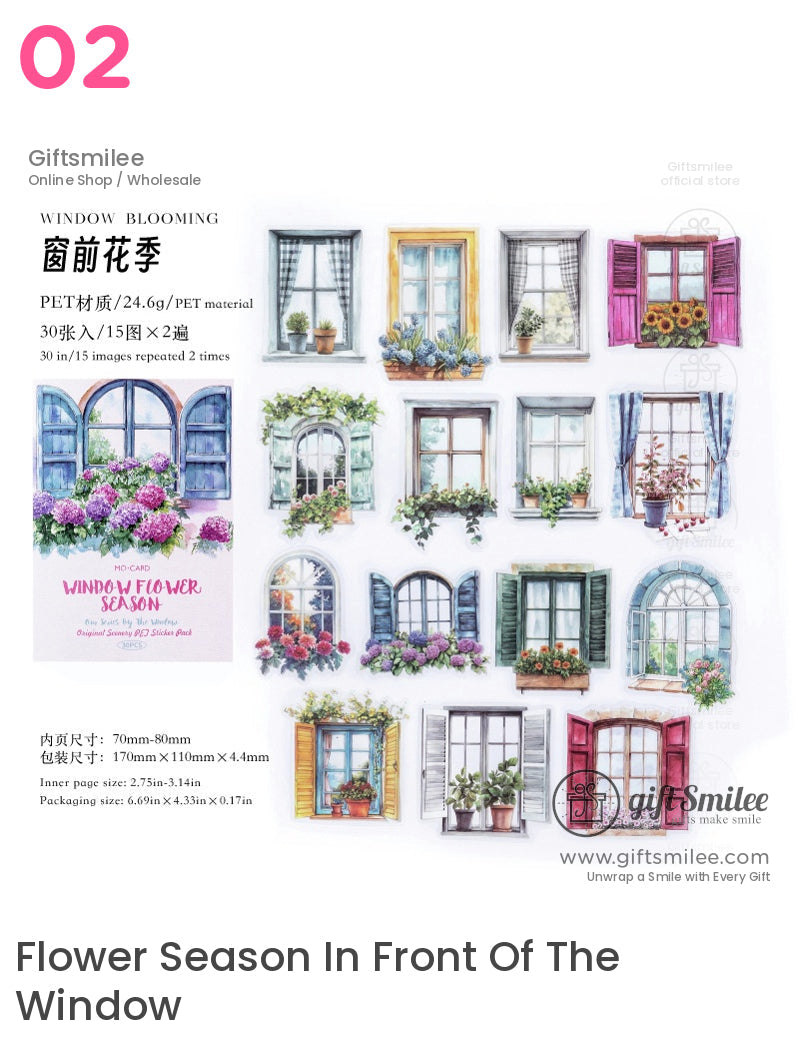Window Watercolor Cozy Pet Scenery Sticker Pack | KS-SA-4112