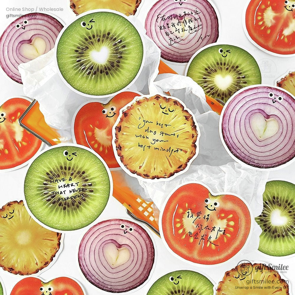 Adorable onion sticker featuring a heart-shaped center and playful expression