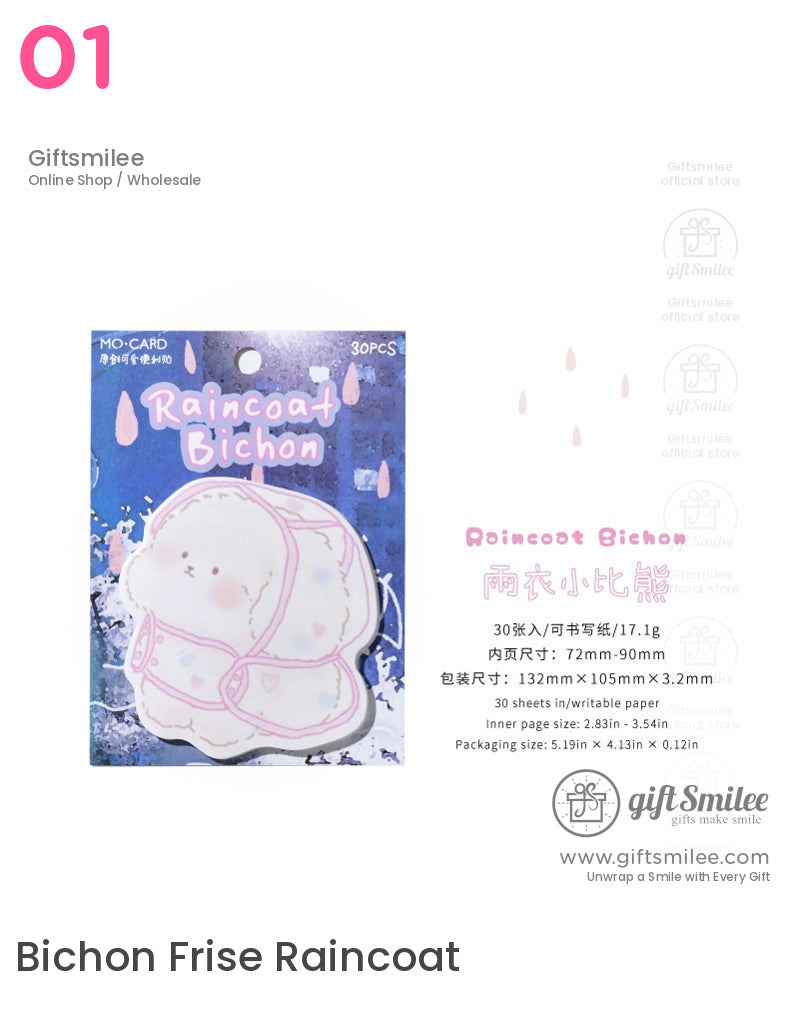 Raincoat Cute Paws Set Sticky Notes | KS-SN-028