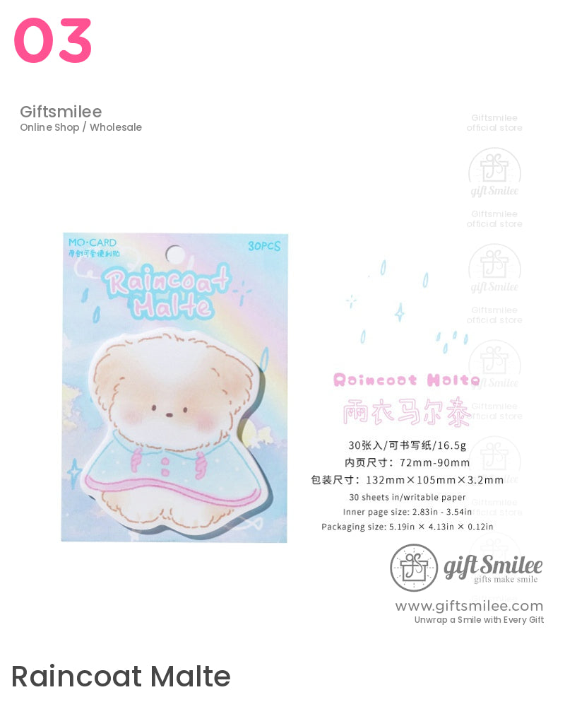 Raincoat Cute Paws Set Sticky Notes | KS-SN-028