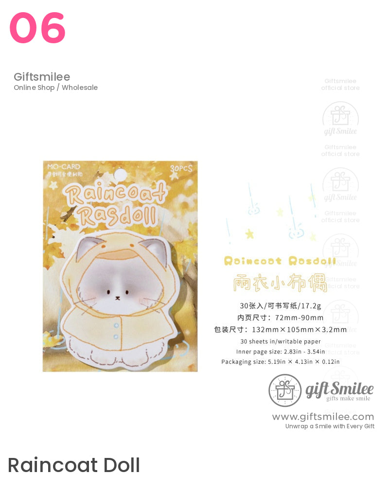 Raincoat Cute Paws Set Sticky Notes | KS-SN-028