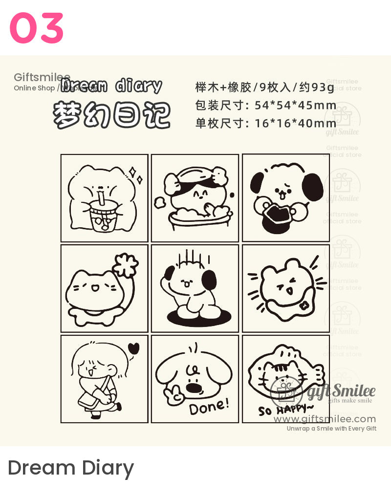 Adorable Cartoon Wooden Rubber Stamps | KS-WS-331