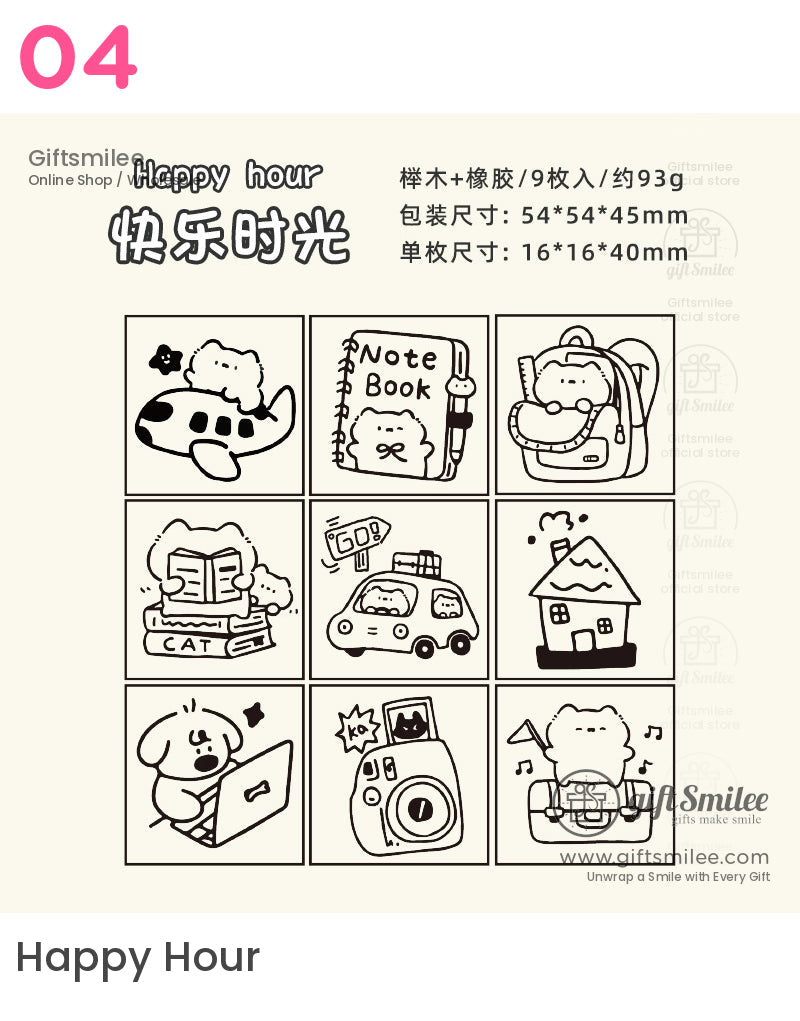 Adorable Cartoon Wooden Rubber Stamps | KS-WS-331