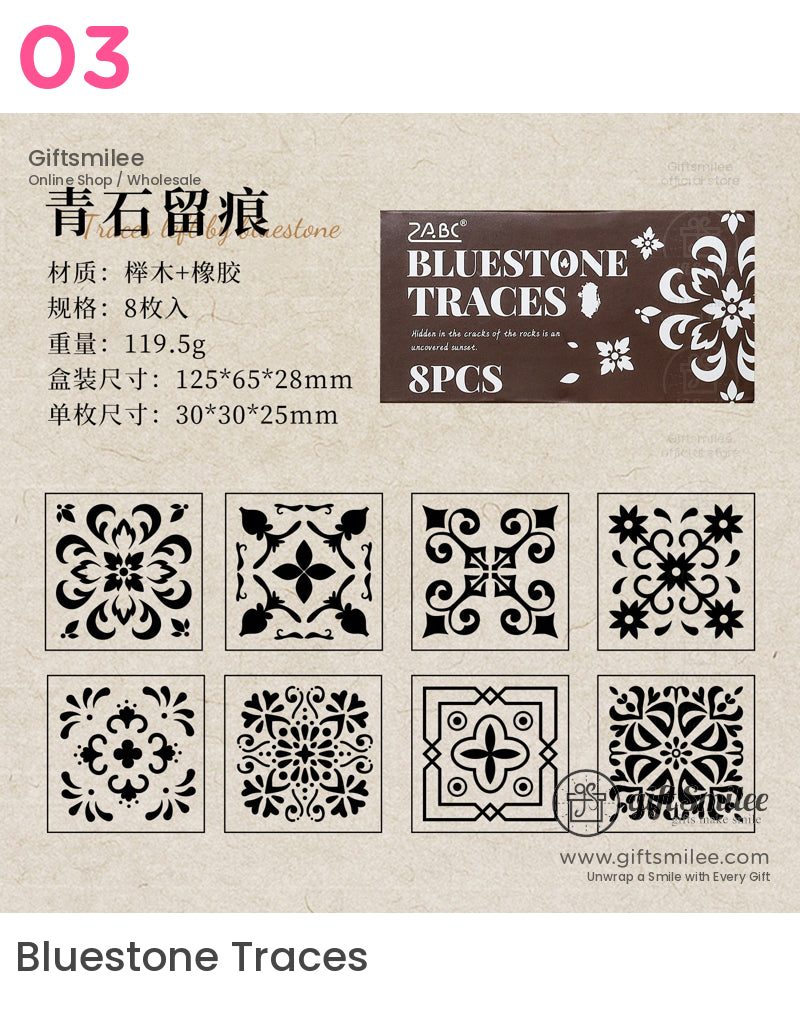 Engraved Texture Classic Vintage Print Decorative Rubber Stamp Set | KS-WS-336