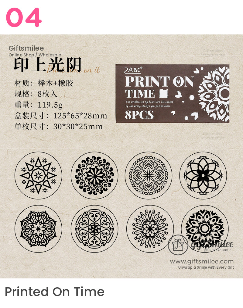 Engraved Texture Classic Vintage Print Decorative Rubber Stamp Set | KS-WS-336